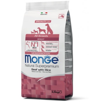 Monge Dog Monoprotein All Breeds Beef and Rice корм для собак всех пород говядина с рисом 2,5 кг